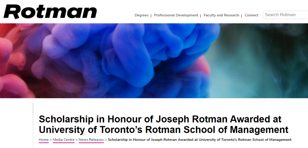 Rotman school of management scholarship
