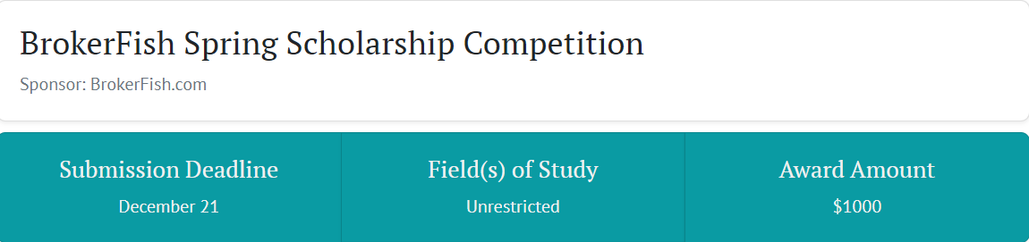 BrokerFish International Student Scholarship