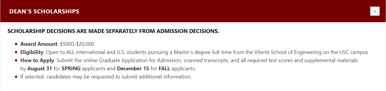 Dean’s Scholarships