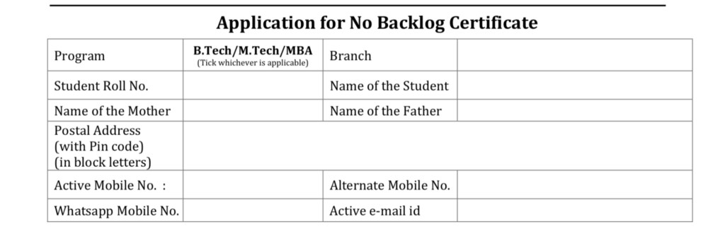 Backlog Certificate Application Format, Sample, Process