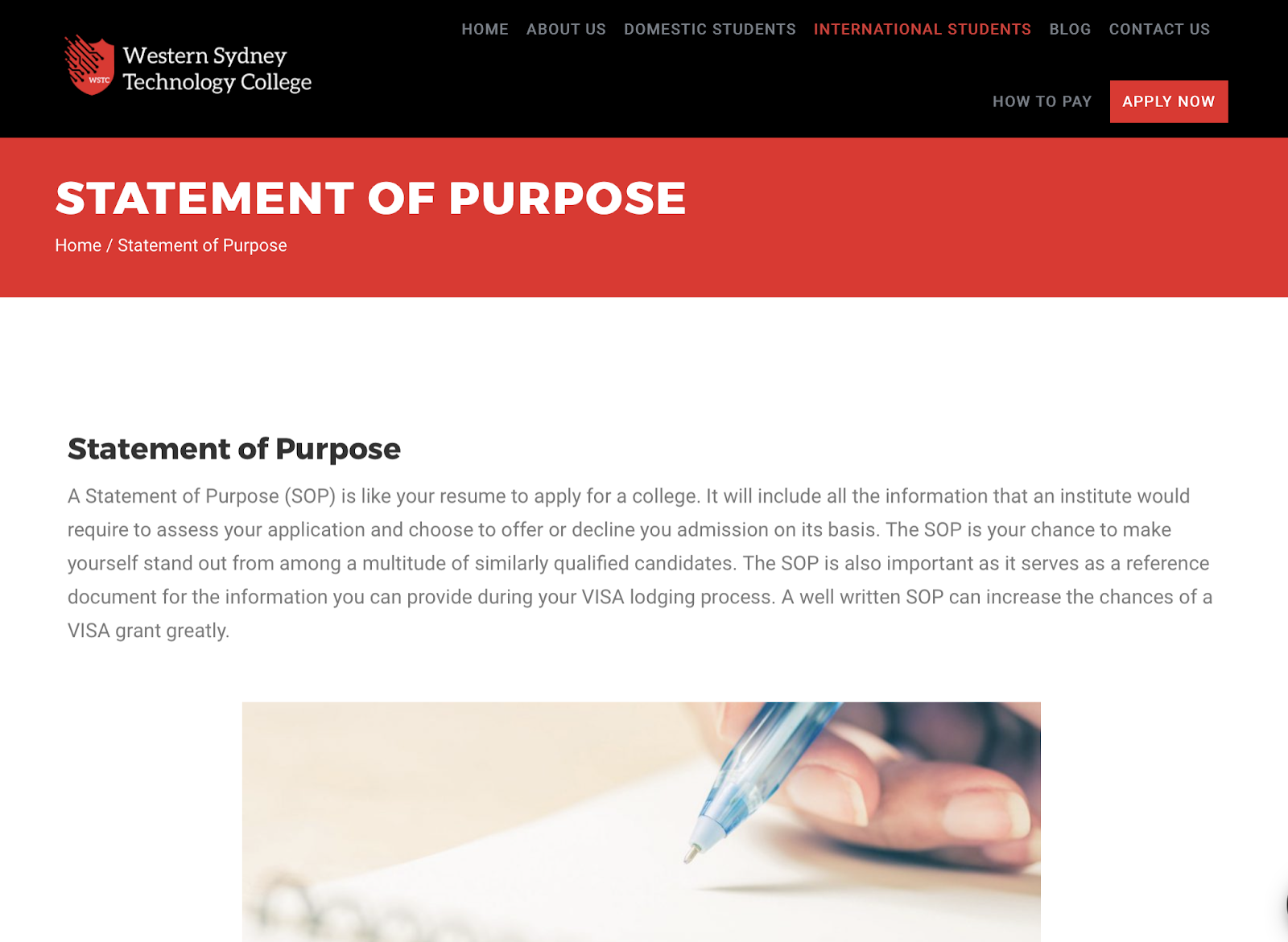 SOP for Australia from India