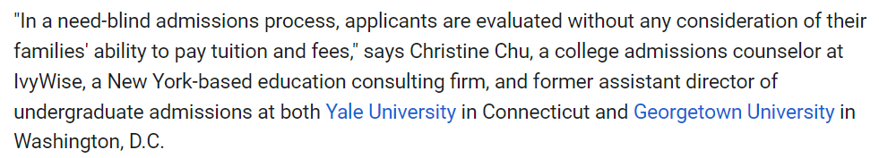 Need-blind Universities in the USA
