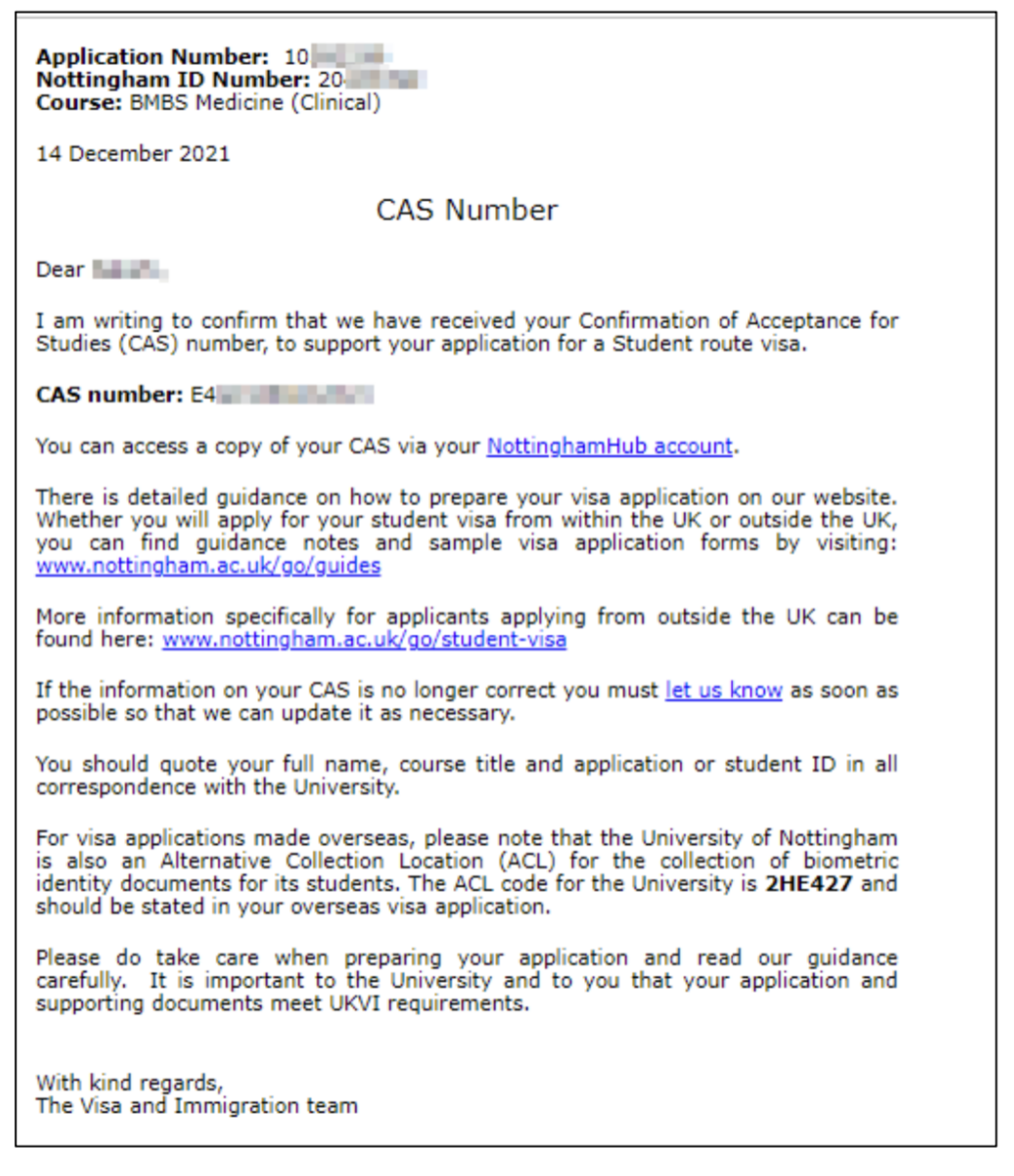 CAS letter processing time and procedure