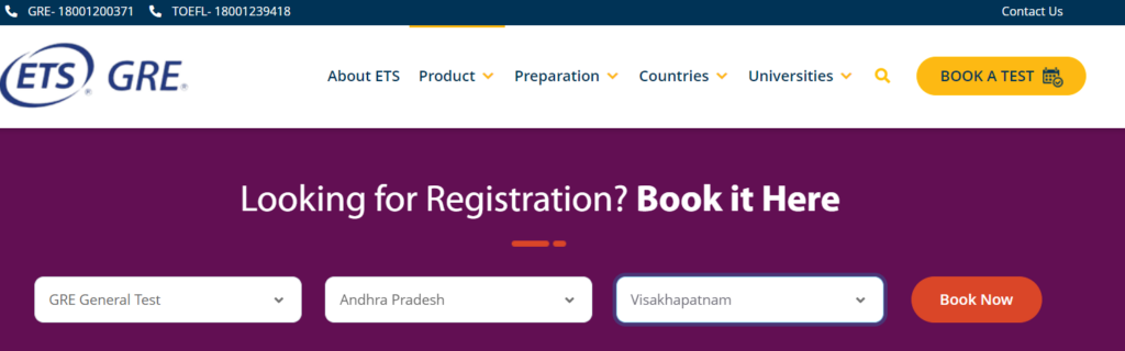 Center selection for GRE and TOEFL