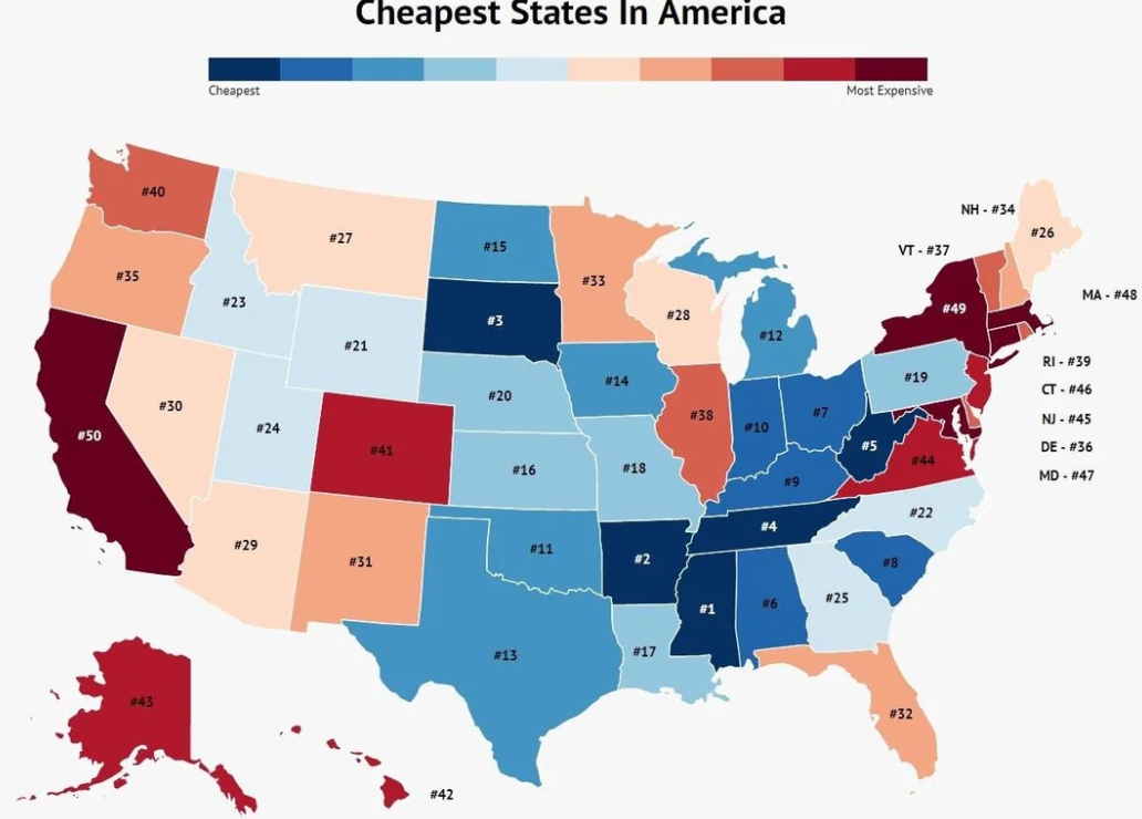 Cheapest states in America cost of studying in the usa