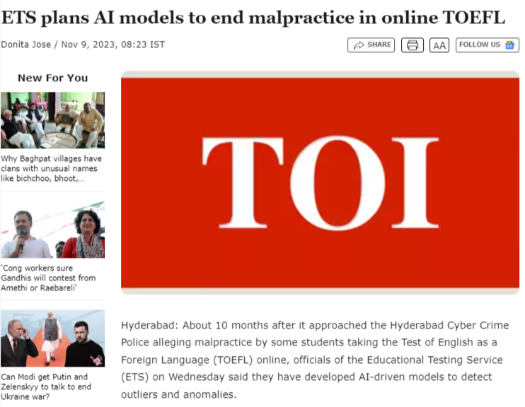AI models to end malpractice in online TOEFL Exam