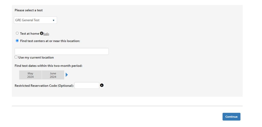 GRE test format and location