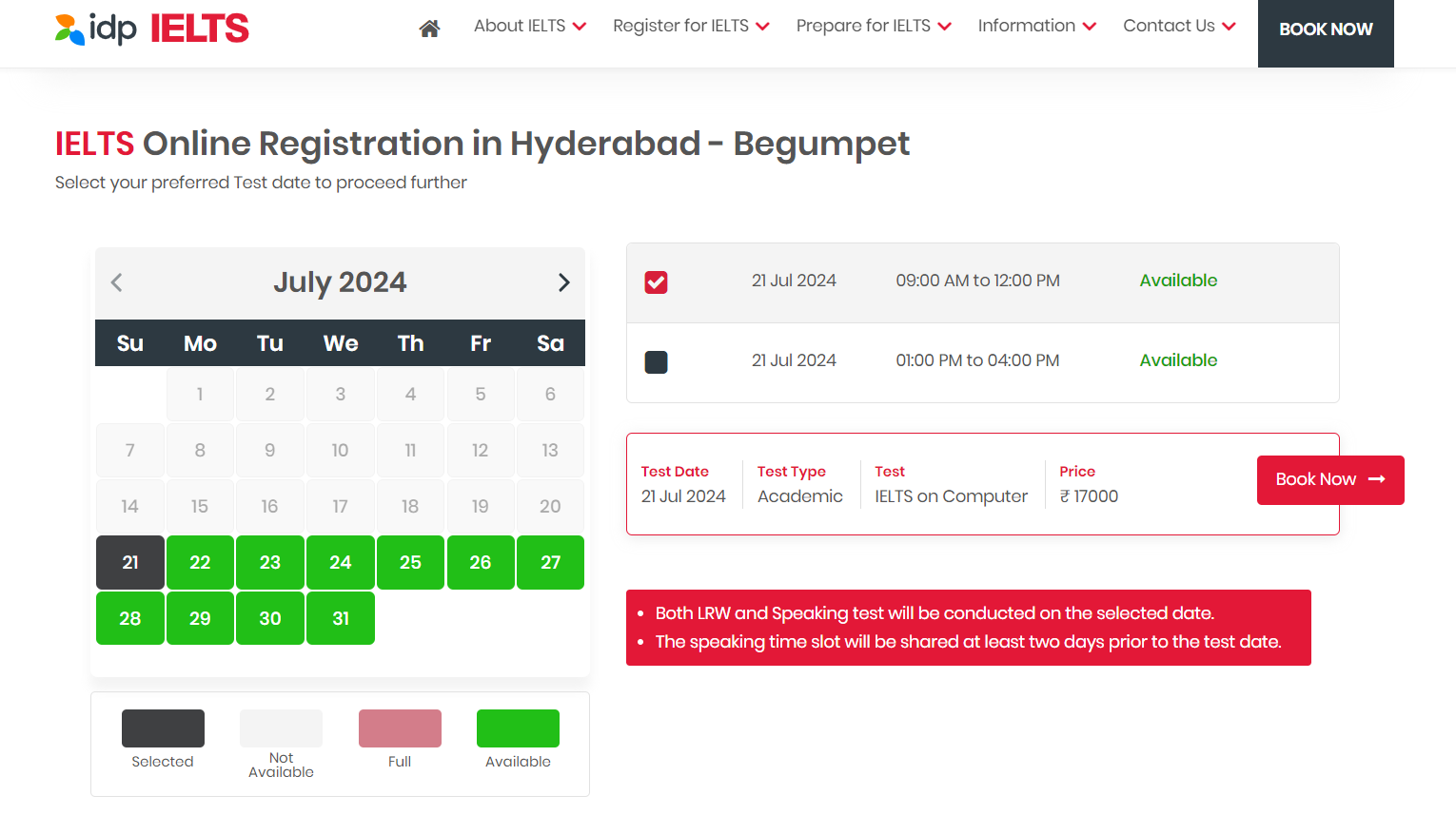 IELTS online registration in Hyderabad