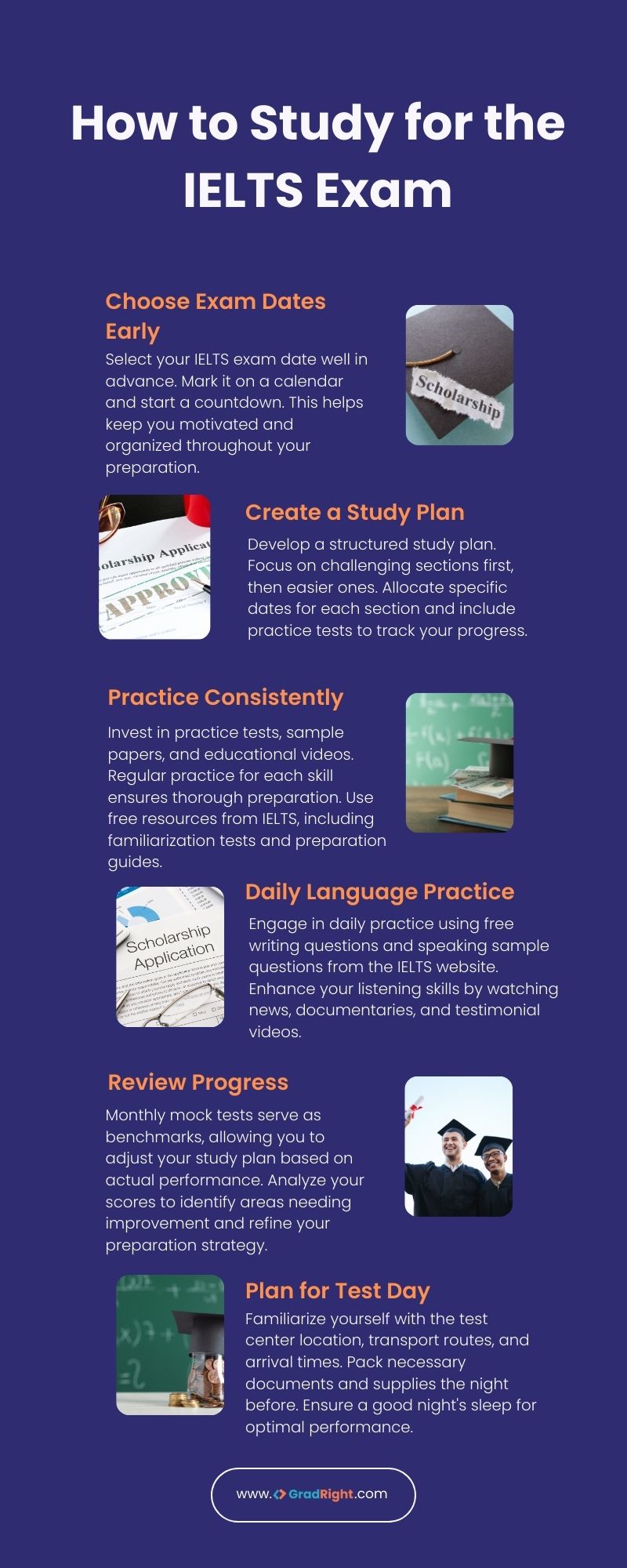 Steps to study for the IELTS exam