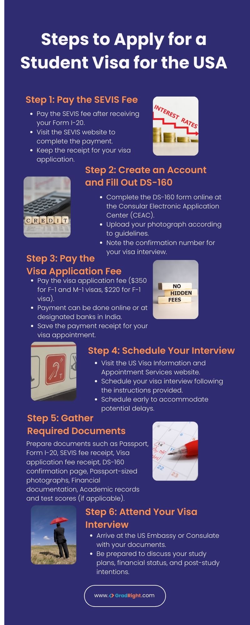 steps to apply for a student visa for the usa