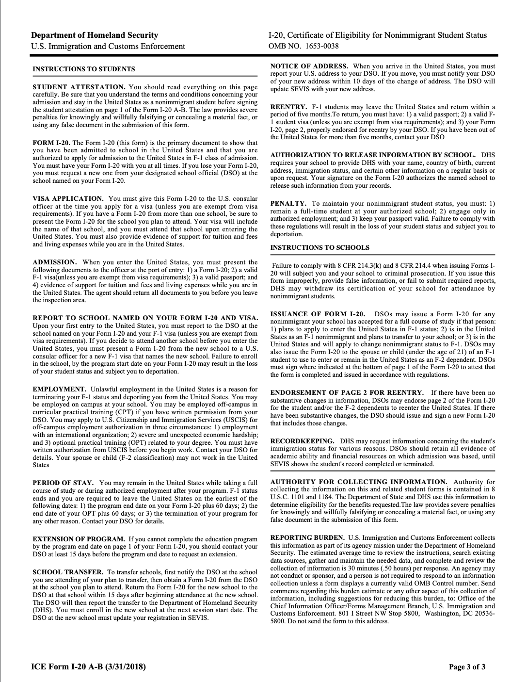I-20 form