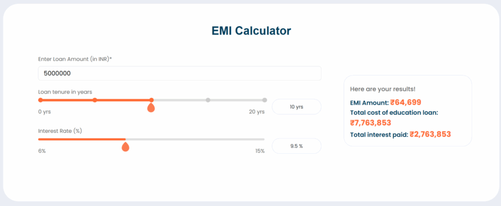 Emi calculator loan matching tool