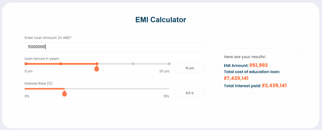Emi calculator loan matching tool