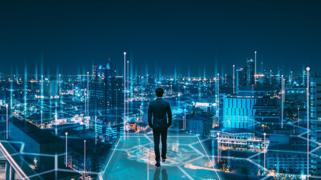 Business,Technology,Concept,,Professional,Business,Man,Walking,On,Future,Pattaya