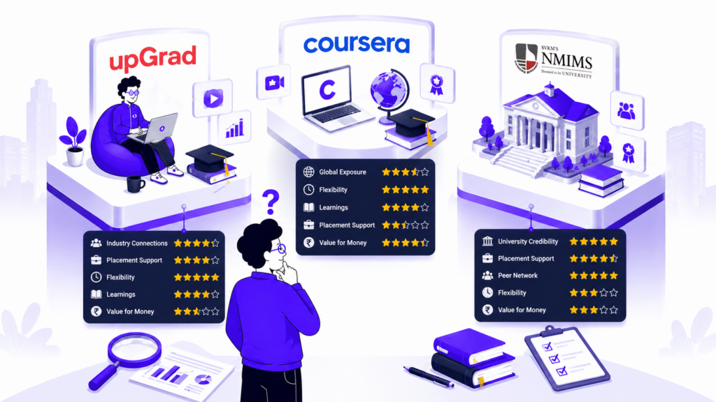 upGrad vs Coursera vs NMIMS MBA 2026